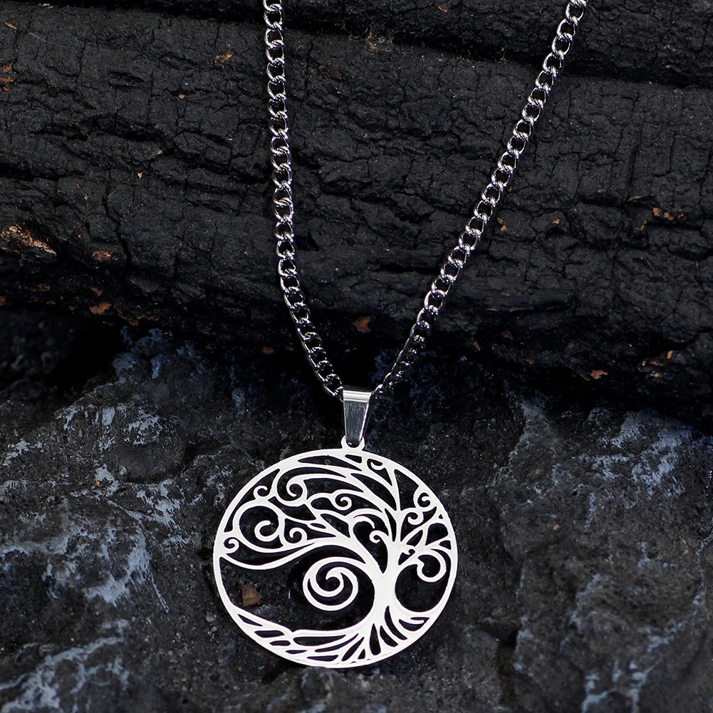 Nordic style round hollow stainless steel life tree necklace - a fashionable accessory for both men and women.
Nordic style round hollow stainless steel life tree necklace - a fashionable accessory for both men and women.