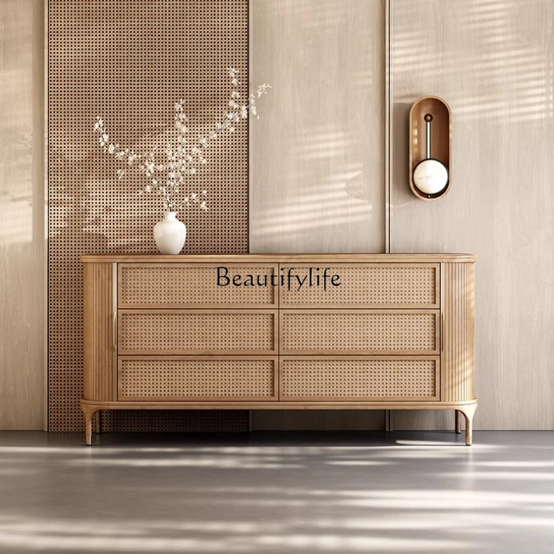 Medieval solid wood rattan dining side cabinet New Chinese drawer storage cabinet
Medieval solid wood rattan dining side cabinet New Chinese drawer storage cabinet