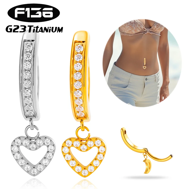 1PC G23 Titanium Cz Heart Pendant Belly Button Ring Septum Ring Clicker Belly Clip Navel Ring Curved Barbell Piercing Jewelry
1PC G23 Titanium Cz Heart Pendant Belly Button Ring Septum Ring Clicker Belly Clip Navel Ring Curved Barbell Piercing Jewelry