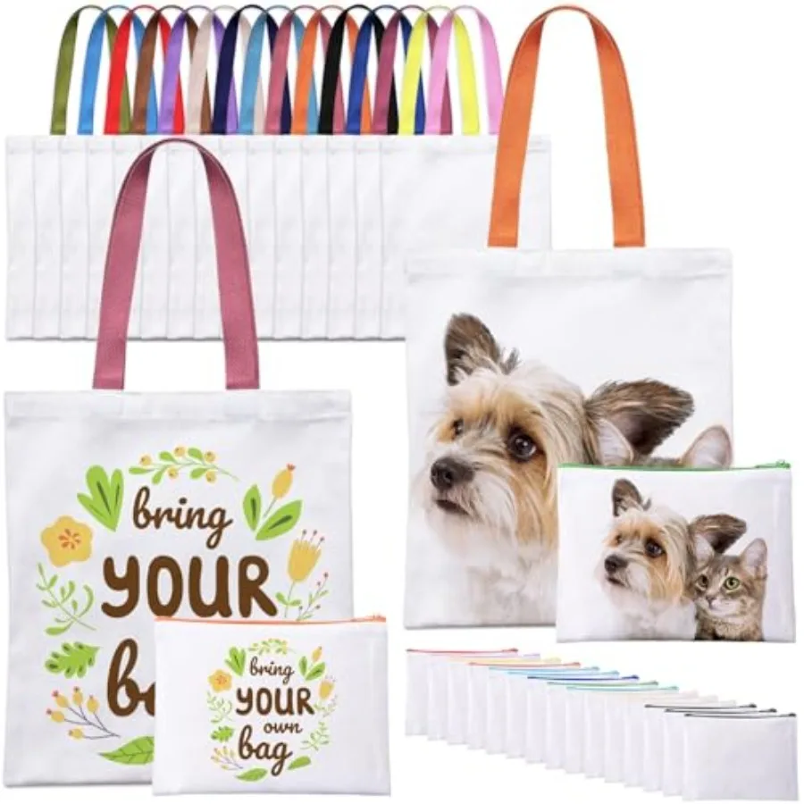 30 Pcs Sublimation Blanks Tote Bags, 15 Pcs Reusable Grocery Bags DIY Heat Transfer Canvas Bags and 15 Pcs Makeup Bags Shopping
30 Pcs Sublimation Blanks Tote Bags, 15 Pcs Reusable Grocery Bags DIY Heat Transfer Canvas Bags and 15 Pcs Makeup Bags Shopping