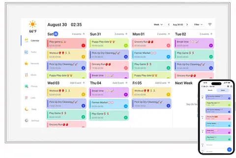 15.6 Inch Smart Digital Calendar Planner & Chore Chart, IPS HD Touch Screen Display for Family Schedules