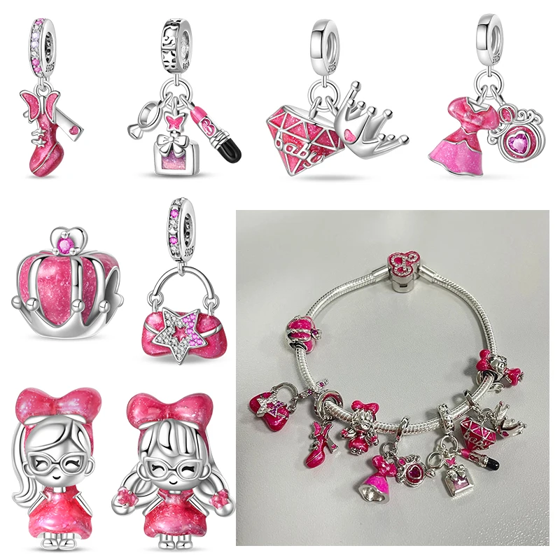28. 925 Sterling Silver Pink Handbag Lipstick Princess Dress Charms Beads For 3mm Original Bracelets DIY Make a lucky Gifts
28. 925 Sterling Silver Pink Handbag Lipstick Princess Dress Charms Beads For 3mm Original Bracelets DIY Make a lucky Gifts