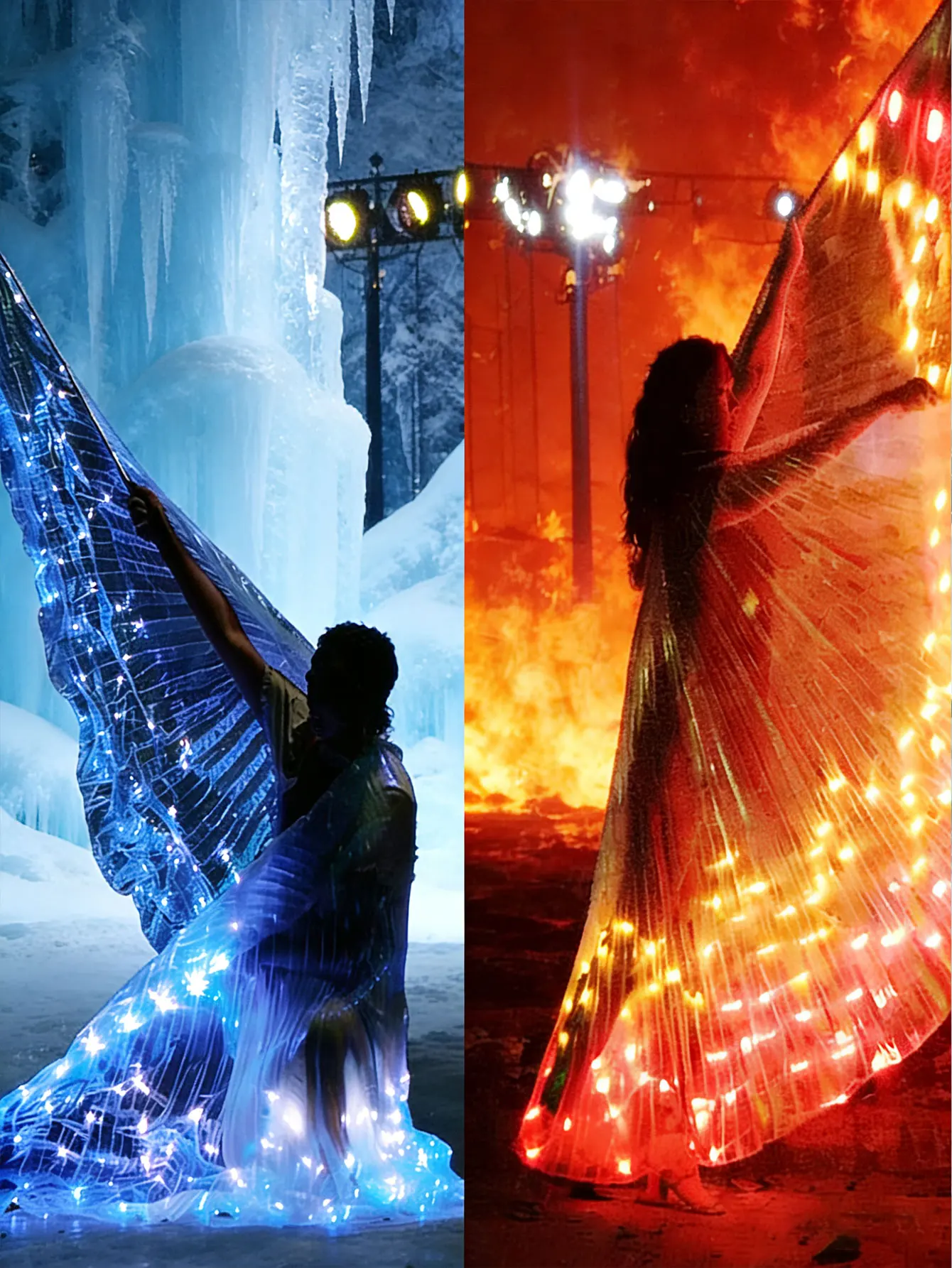 Ice and Fire Dance Wings, Two-tone Triangle Party Wings, Party Belly Dance Costume (Requires three AA batteries)
Ice and Fire Dance Wings, Two-tone Triangle Party Wings, Party Belly Dance Costume (Requires three AA batteries)