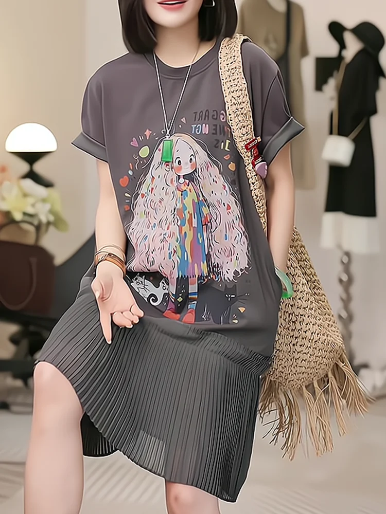 Stylish round Neck Midi Dress Women's Lazy Versatile Fashionable T-Shirt Skirt Trendy Commute Style Loose Fit Resin Color
Stylish round Neck Midi Dress Women's Lazy Versatile Fashionable T-Shirt Skirt Trendy Commute Style Loose Fit Resin Color