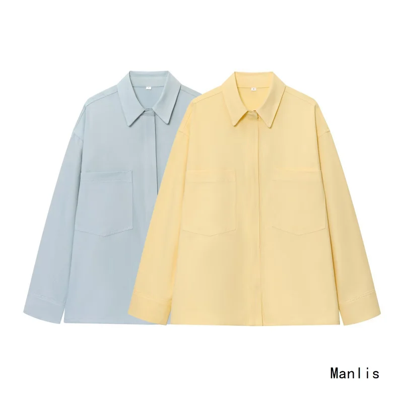 Европейский и американский стиль2025Новая весенняя простая однотонная повседневная рубашка с длинными рукавами и карманами
Европейский и американский стиль2025Новая весенняя простая однотонная повседневная рубашка с длинными рукавами и карманами