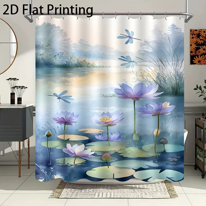 Waterproof Lotus Flower Dragonfly Print Shower Curtain Blue Nature Watercolor Aesthetic Bathroom Curtain 180x200cm Home Decor
Waterproof Lotus Flower Dragonfly Print Shower Curtain Blue Nature Watercolor Aesthetic Bathroom Curtain 180x200cm Home Decor