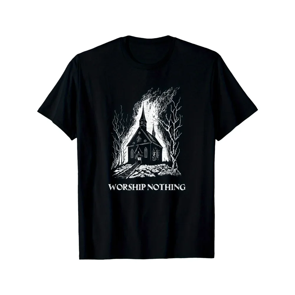 Burning Church Worship Nothing Atheist Satan Antichrist Goth T-Shirt
Burning Church Worship Nothing Atheist Satan Antichrist Goth T-Shirt