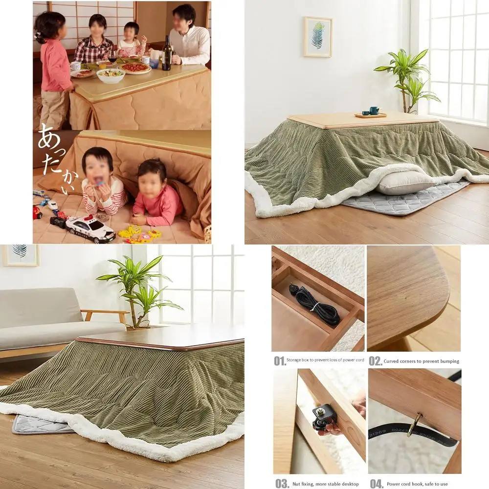Heated Wooden Coffee Table with Blanket, Winter Warmer Kotatsu Table Set
Heated Wooden Coffee Table with Blanket, Winter Warmer Kotatsu Table Set