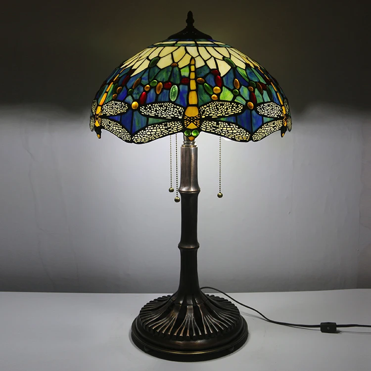 16Inch European Stained Glass Lampshade Dragonfly Style Tiffany Table Lamp With Copper Base
16Inch European Stained Glass Lampshade Dragonfly Style Tiffany Table Lamp With Copper Base