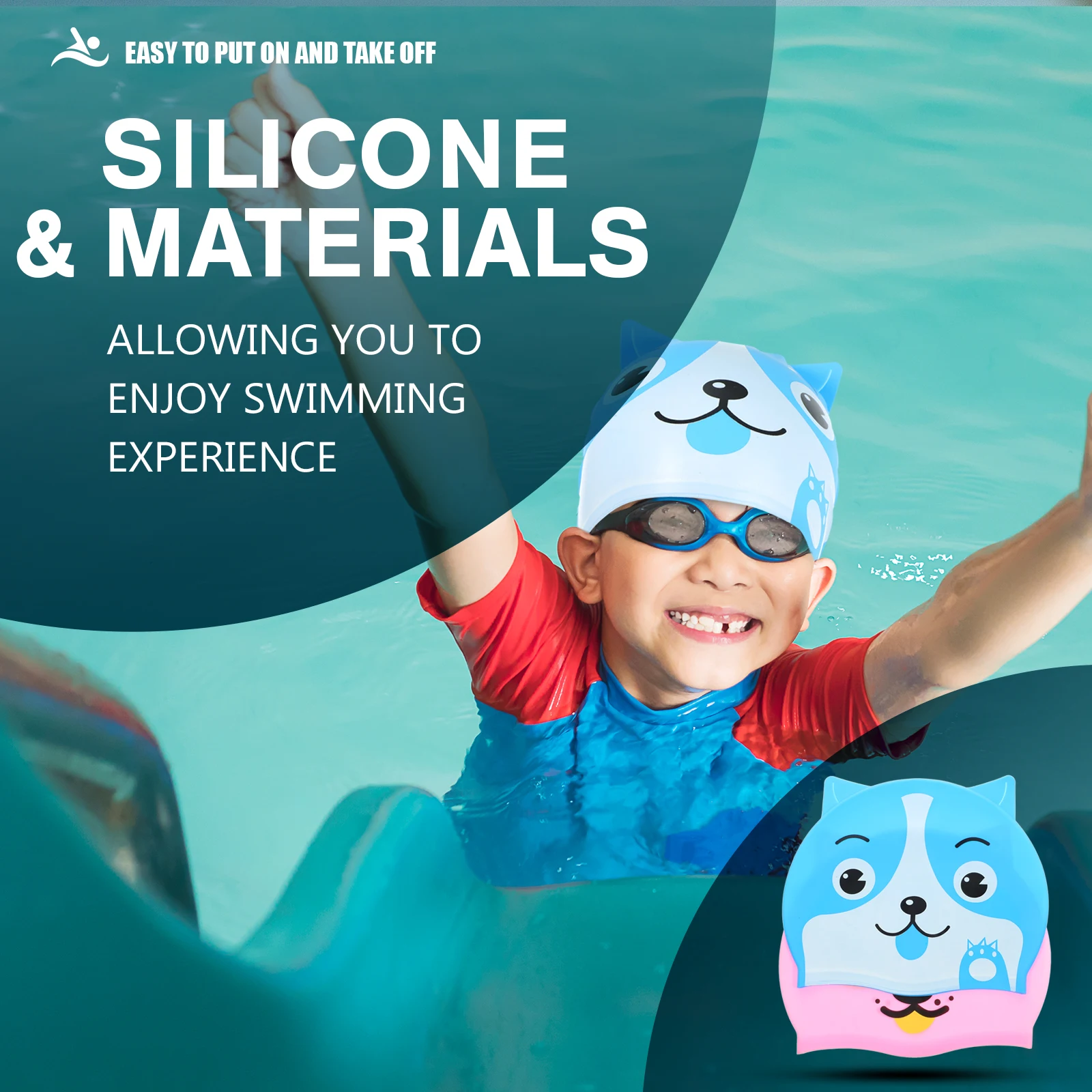 2pcs Cartoon Silicone Swim Caps Kids Puppy Shape Lightweight Bathing Hats Toddler Swimming Cap Waterproof Comfortable Durable
2pcs Cartoon Silicone Swim Caps Kids Puppy Shape Lightweight Bathing Hats Toddler Swimming Cap Waterproof Comfortable Durable
