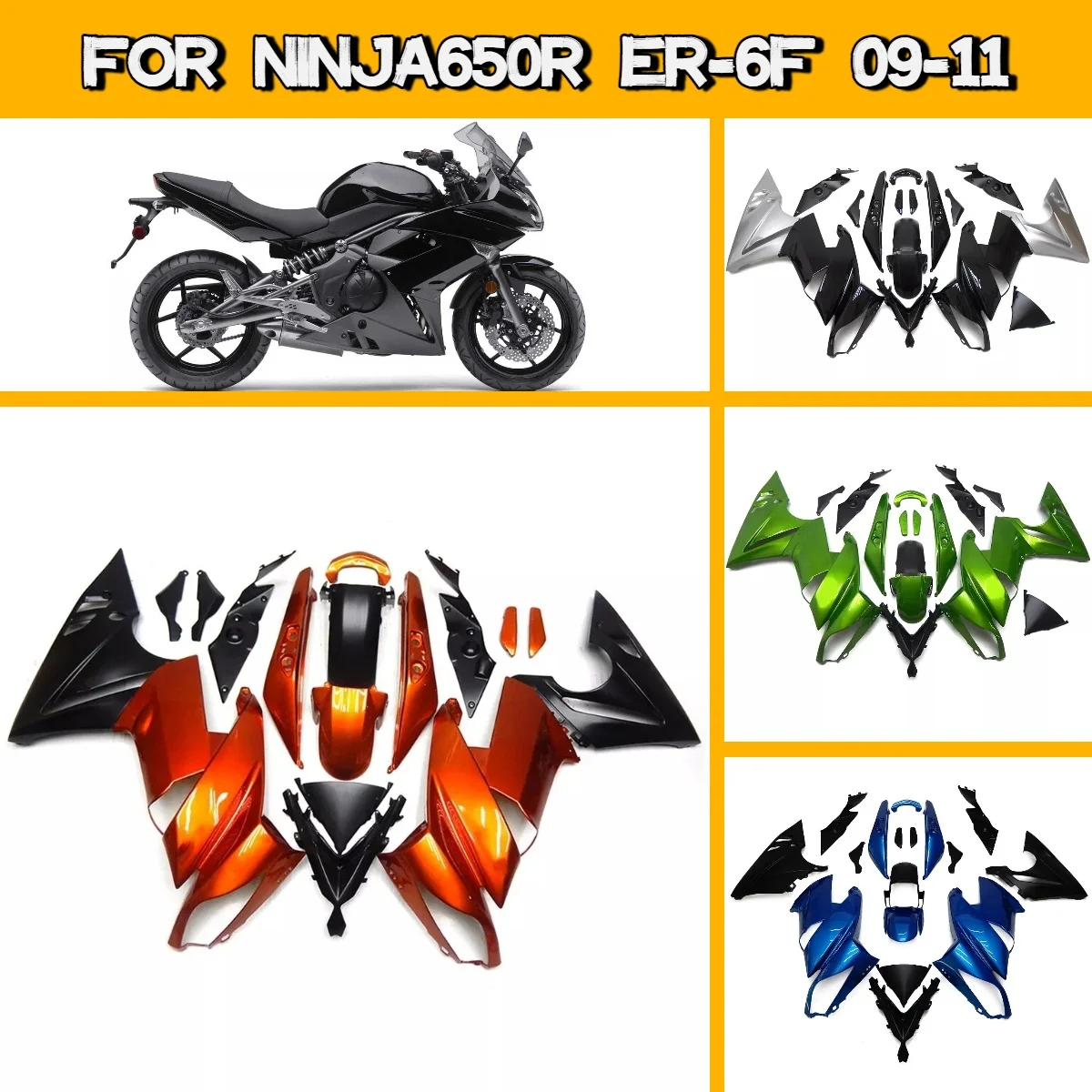 Full Fairings 2009 2010 2011 Ninja650R Replacement Body Parts Set Fairing Kit for 09 10 11 Kawasaki Ninja 650R ABS Plastic
Full Fairings 2009 2010 2011 Ninja650R Replacement Body Parts Set Fairing Kit for 09 10 11 Kawasaki Ninja 650R ABS Plastic