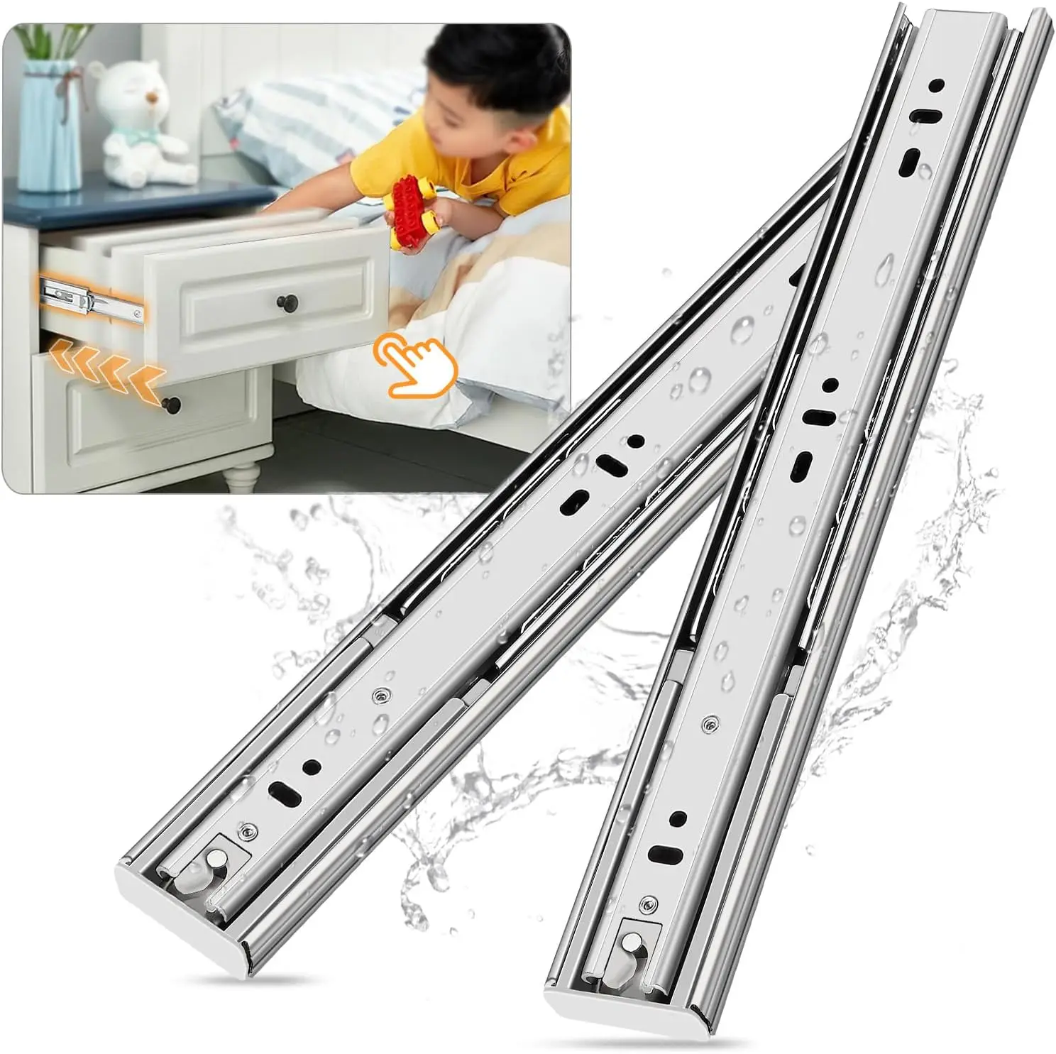 Soft Close Stainless Steel Full Extension Drawer Slides Side Mount 10-24 inch Ball Bearing Rails Heavy Duty 100 lb 1 Pair
Soft Close Stainless Steel Full Extension Drawer Slides Side Mount 10-24 inch Ball Bearing Rails Heavy Duty 100 lb 1 Pair