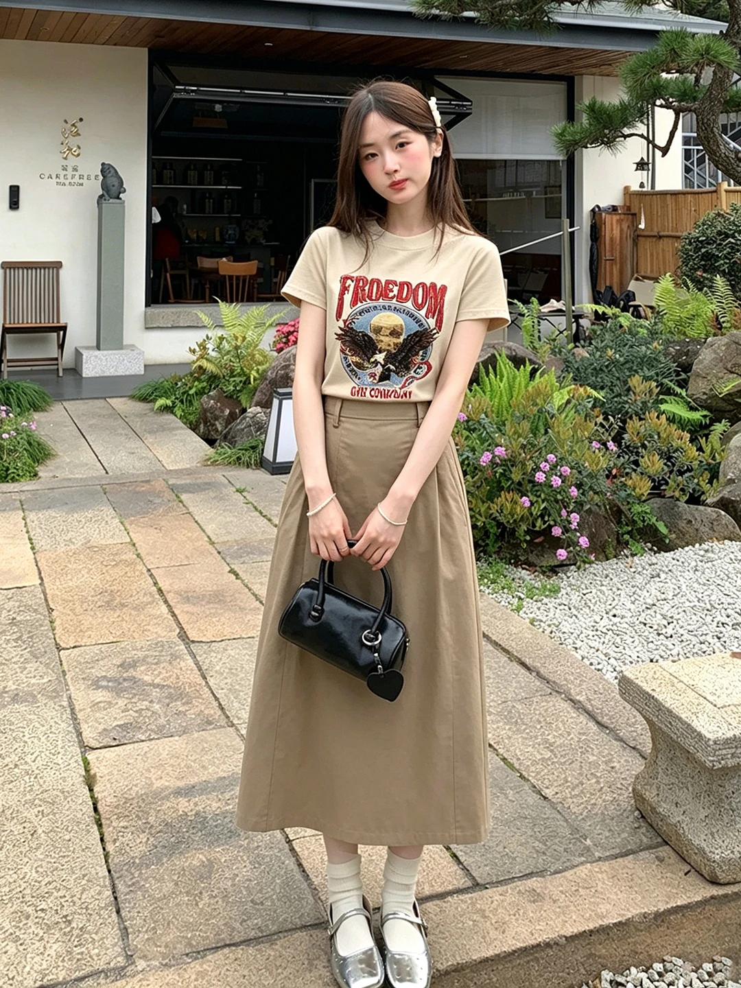 Slimming Printed round Neck Short Sleeve T-Shirt High Waist Skirt Two-Piece Set for Women Fashionable Korean Style Retro...
Slimming Printed round Neck Short Sleeve T-Shirt High Waist Skirt Two-Piece Set for Women Fashionable Korean Style Retro...