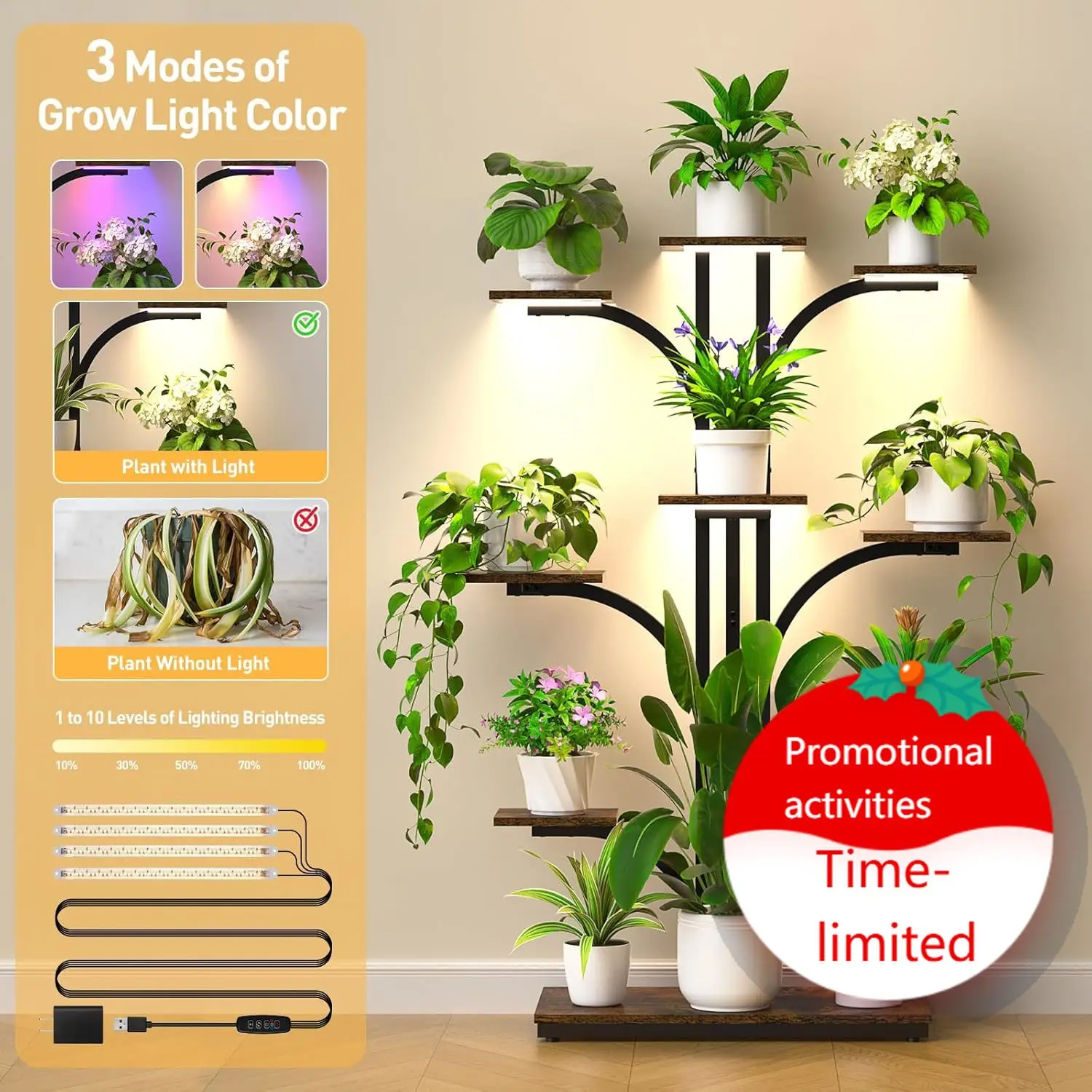 Multi-Tier Plant StandPlant Stand Indoor with Grow Lights, 64" Tall Plant Shelf, 9 Tiered Corner Plant Shelves for Indoor
Multi-Tier Plant StandPlant Stand Indoor with Grow Lights, 64" Tall Plant Shelf, 9 Tiered Corner Plant Shelves for Indoor