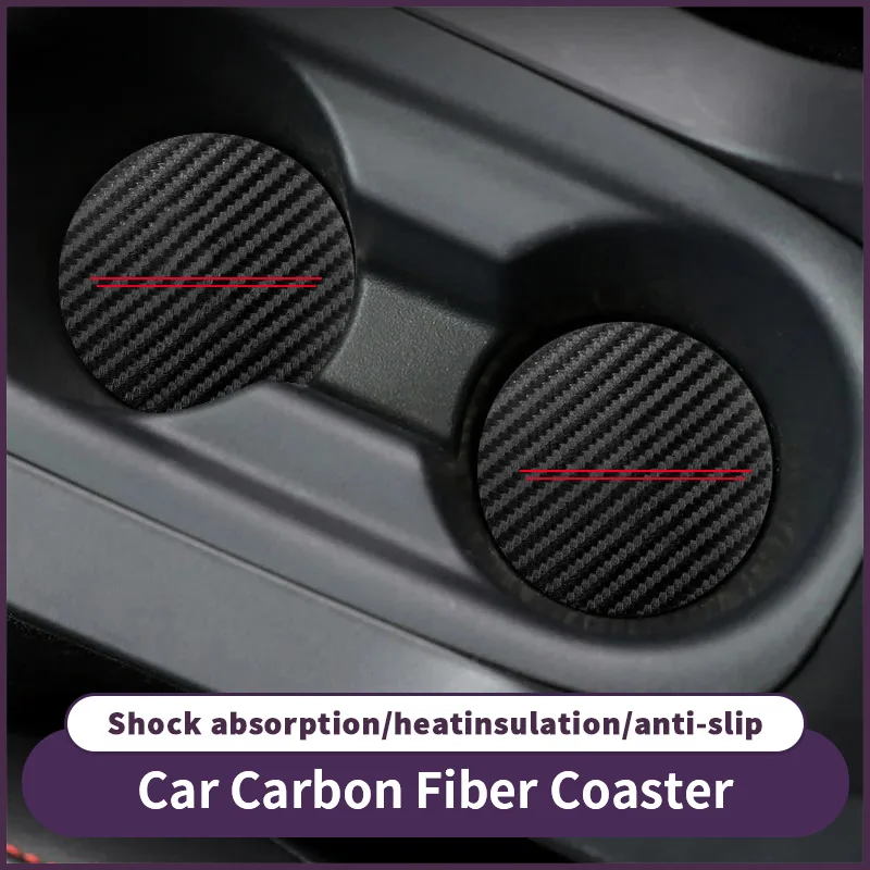 1 pair of car cup pads with two red interior anti slip pads and carbon fiber patterned car cup pads for storage
1 pair of car cup pads with two red interior anti slip pads and carbon fiber patterned car cup pads for storage