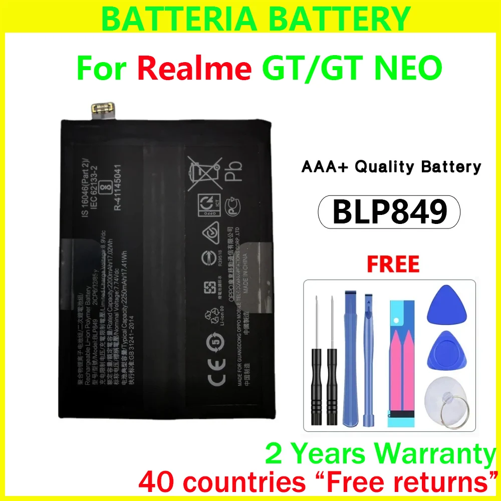 New BLP849 Battery For OPPO Realme GT / Realme GT NEO Genuine Replacement Batteries With Free Tools
New BLP849 Battery For OPPO Realme GT / Realme GT NEO Genuine Replacement Batteries With Free Tools
