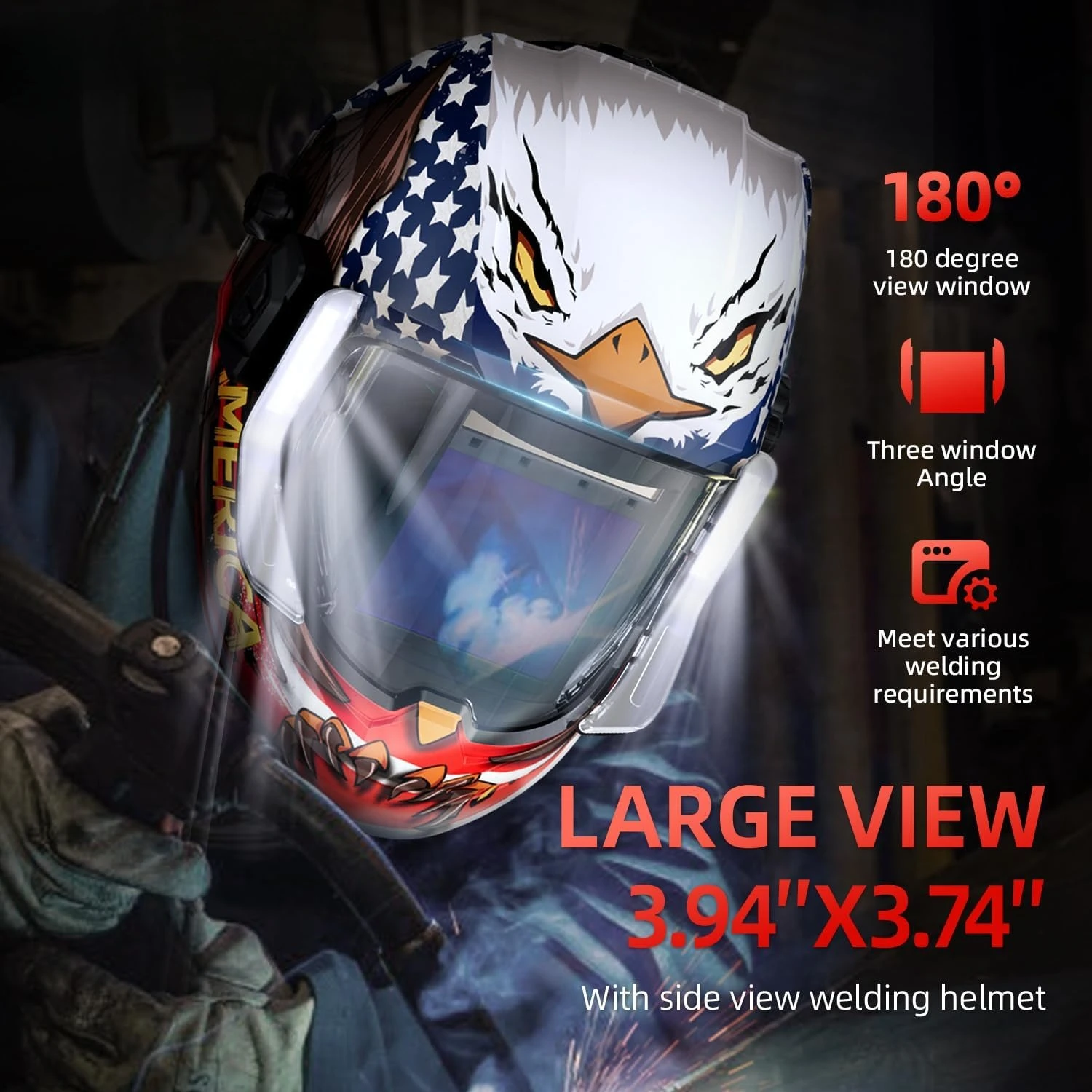 Сварочные шлемы с подсветкой, панорамка 180° ° Обзор 3,94 "X 3,74" сварочные шлемы с автоматическим затемнением, настоящий цвет, с 4 датчиками дуги, широкий оттенок
Сварочные шлемы с подсветкой, панорамка 180° ° Обзор 3,94 "X 3,74" сварочные шлемы с автоматическим затемнением, настоящий цвет, с 4 датчиками дуги, широкий оттенок