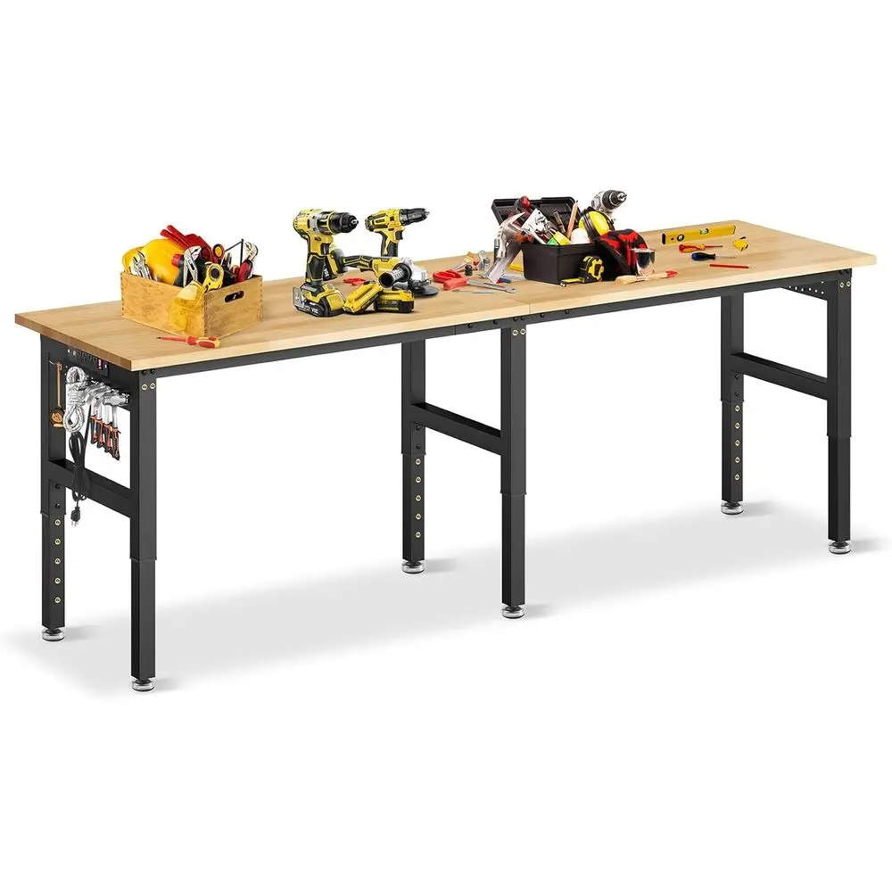 96 Heavy-Duty Adjustable Workbench with 5000 lbs Capacity, Pegboard, and Power Outlet for Garage, Workshop, or Office Use
96 Heavy-Duty Adjustable Workbench with 5000 lbs Capacity, Pegboard, and Power Outlet for Garage, Workshop, or Office Use