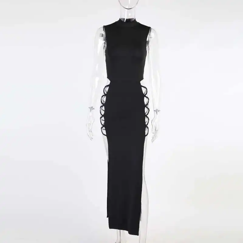 Knitted Ribbon Sy21006 Slit Dress Women's Dress Summer Black Sexy Open Back Temperament Long Skirt Dress Robe Vestido Women
Knitted Ribbon Sy21006 Slit Dress Women's Dress Summer Black Sexy Open Back Temperament Long Skirt Dress Robe Vestido Women