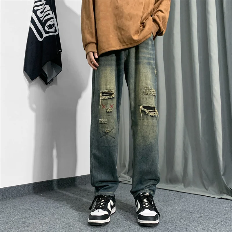 Korean Style Jeans High Street Loose Casual Pants Men's Hole New Jeans Denim for Men Men Solid Color Baggy Pants 2024 D130
Korean Style Jeans High Street Loose Casual Pants Men's Hole New Jeans Denim for Men Men Solid Color Baggy Pants 2024 D130