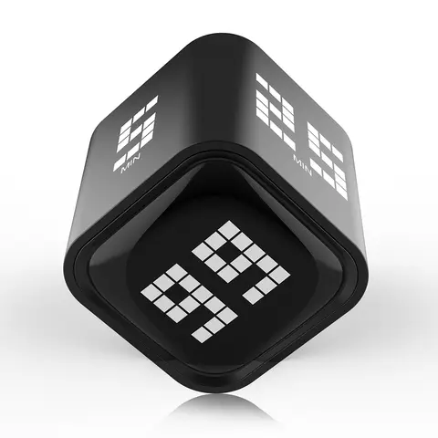 Adjustable Cube Pomodoro Timer - 5/25/10/60 Minute Countdowns, Settings - Pause, Resume, Silent, Vibrate & Sound Alarm Timer