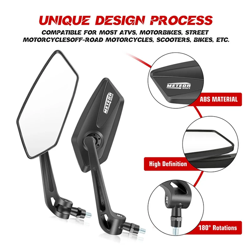 Universal Durable Motorcycle Rearview Mirrors For Royal Enfield Meteor 350 RoyalEnfield Meteor500 Budget-friendly Foldable
Universal Durable Motorcycle Rearview Mirrors For Royal Enfield Meteor 350 RoyalEnfield Meteor500 Budget-friendly Foldable