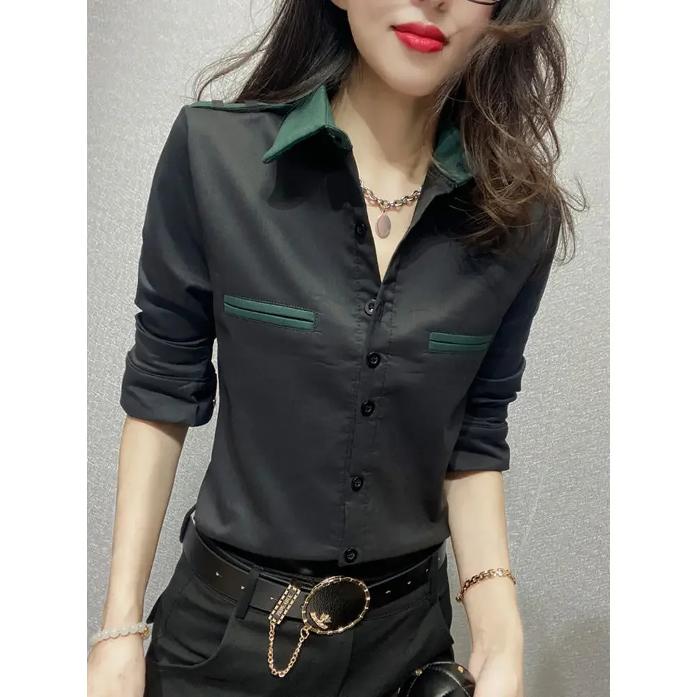 Spring Summer Fashion Patchwork Elegant Shirt Female Long Sleeve Slim Blouse Top Women All-match Bottomiong Cardigans B138
Spring Summer Fashion Patchwork Elegant Shirt Female Long Sleeve Slim Blouse Top Women All-match Bottomiong Cardigans B138