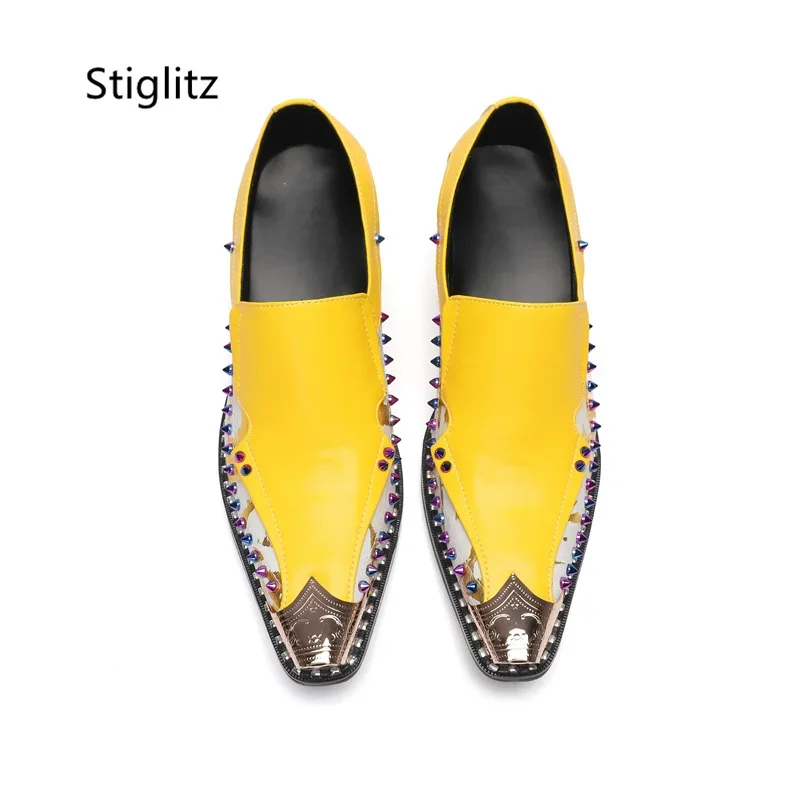 Yellow Print Genuine Leather Shoes for Men Patchwork Metal Toe Rivet Casual Business Shoes with Heels Retro Party Dress Shoes
Yellow Print Genuine Leather Shoes for Men Patchwork Metal Toe Rivet Casual Business Shoes with Heels Retro Party Dress Shoes