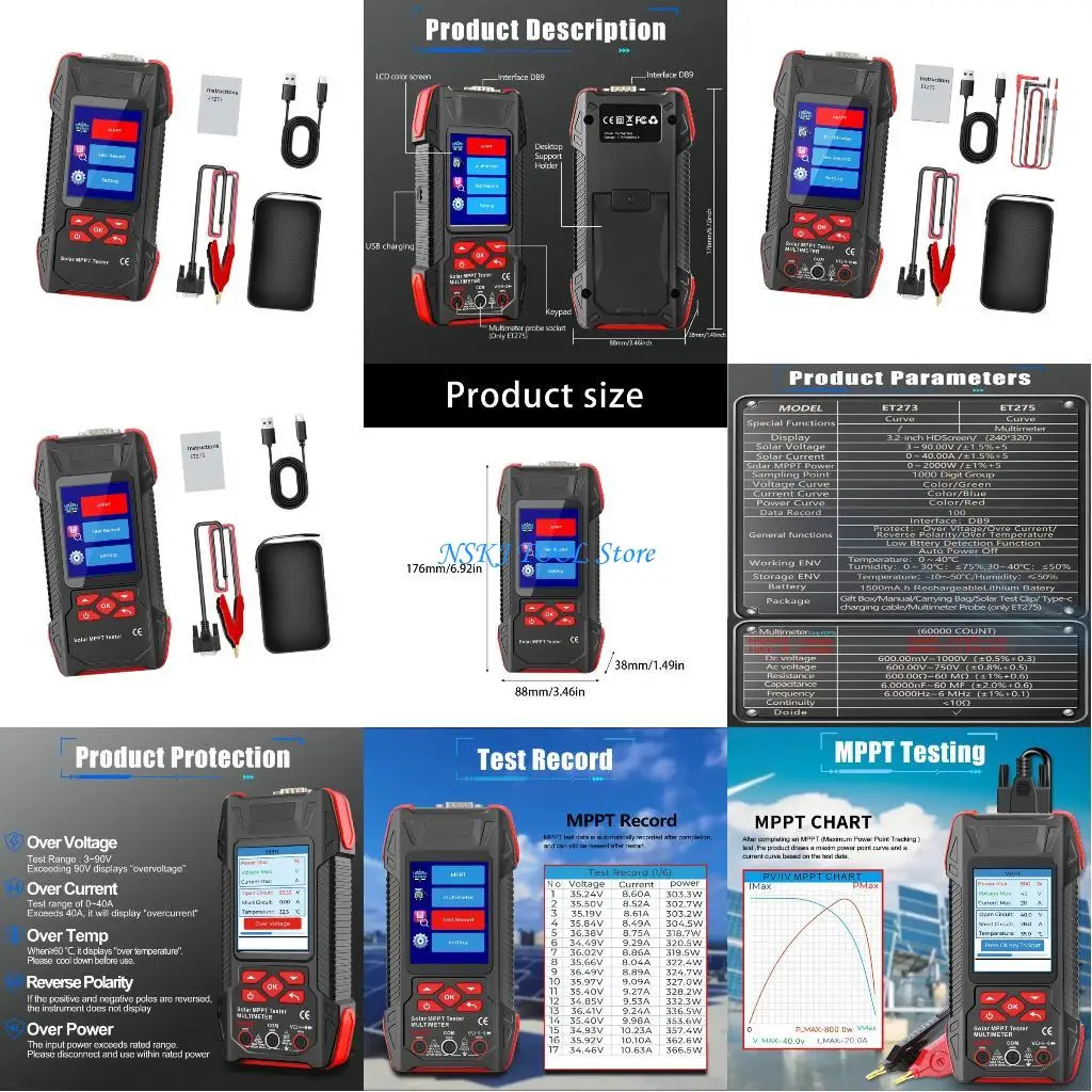 L8RC MPPT Power Analysis Tester Large Display Measure Data for Photovoltaic Analysis
L8RC MPPT Power Analysis Tester Large Display Measure Data for Photovoltaic Analysis