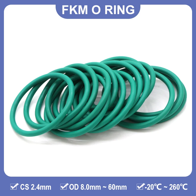 10/50Pcs FKM O-Ring CS 2.4mm OD 8mm ~ 60mm Green Fluororubber Rubber High Temperature Acid Alkali Oil Resistant Sealing Gaskets
10/50Pcs FKM O-Ring CS 2.4mm OD 8mm ~ 60mm Green Fluororubber Rubber High Temperature Acid Alkali Oil Resistant Sealing Gaskets