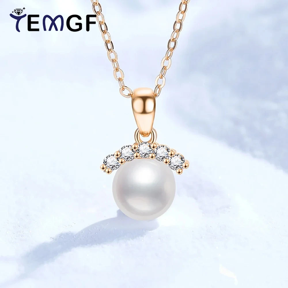 TEMGF S925 Sterling Silver Necklace Champagne Gold Plated 1.6mm Moissanite 7.5-8mm Pearl Pendant for Women Elegant Fine Jewelry 
TEMGF S925 Sterling Silver Necklace Champagne Gold Plated 1.6mm Moissanite 7.5-8mm Pearl Pendant for Women Elegant Fine Jewelry