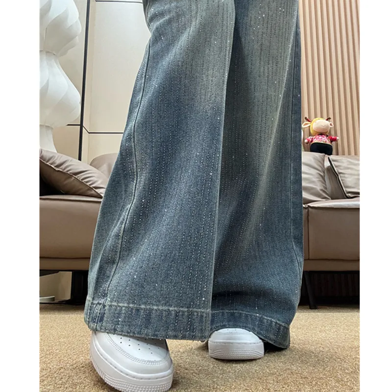 Full Sky starry Hot Diamond Wide Leg Jeans for Women New High Waist Loose Straight Tube Floor Pants Women's Casual Denim Pants
Full Sky starry Hot Diamond Wide Leg Jeans for Women New High Waist Loose Straight Tube Floor Pants Women's Casual Denim Pants