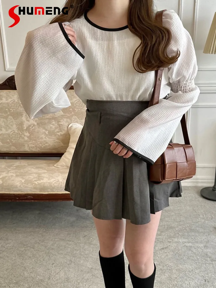 Japanese Style Elegant Sweet Round Neck Flared Long Sleeve Simple Loose Casual Versatile Thin T-Shirts Tops Women Summer 2025
Japanese Style Elegant Sweet Round Neck Flared Long Sleeve Simple Loose Casual Versatile Thin T-Shirts Tops Women Summer 2025
