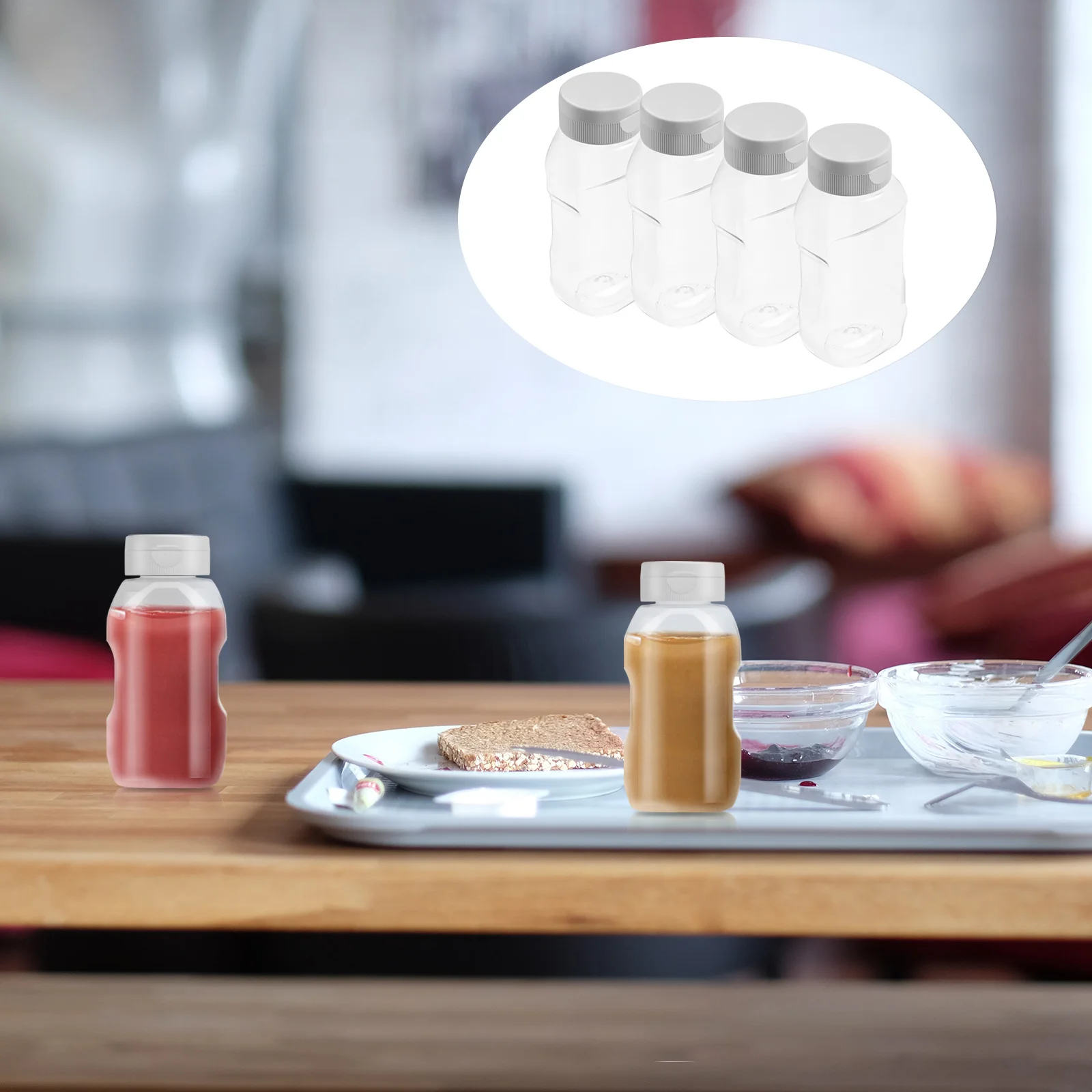 4 Pcs Plastic Jam Jar Condiment Squeeze Bottles for Ketchup Mustard Dressing Easy Pour Sealing Cap Store Sauces
4 Pcs Plastic Jam Jar Condiment Squeeze Bottles for Ketchup Mustard Dressing Easy Pour Sealing Cap Store Sauces