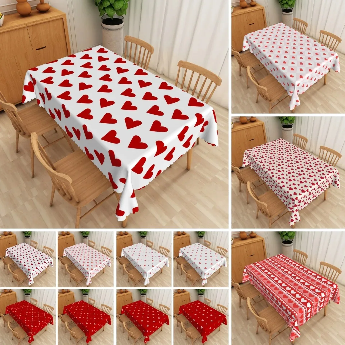 Red White Heart Print Table Cloth Waterproof Polyester Table Cover Sweet Romantic Home Kitchen Spring Summer Banquet Table Decor
Red White Heart Print Table Cloth Waterproof Polyester Table Cover Sweet Romantic Home Kitchen Spring Summer Banquet Table Decor