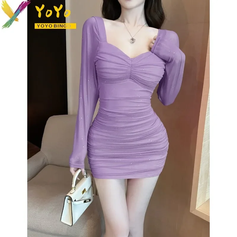 Fashion Sexy Backless Sequin V-neck Long Sleeve Pleated Mesh Elastic Dress Autumn 2024 Slim Bodycon Party Club Nightclub Dress
Fashion Sexy Backless Sequin V-neck Long Sleeve Pleated Mesh Elastic Dress Autumn 2024 Slim Bodycon Party Club Nightclub Dress