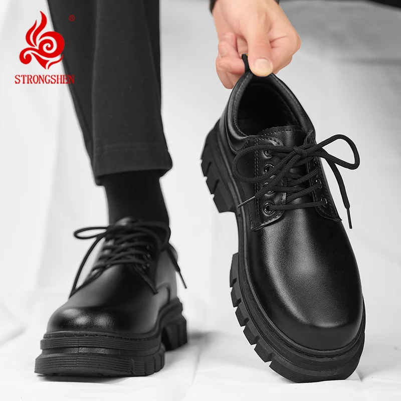 STRONGSHEN Original Design Men Handmade Leather Shoes Black Hombre Height Increasing Shoes Lace-Up Fashion Business Wedding Shoe
STRONGSHEN Original Design Men Handmade Leather Shoes Black Hombre Height Increasing Shoes Lace-Up Fashion Business Wedding Shoe