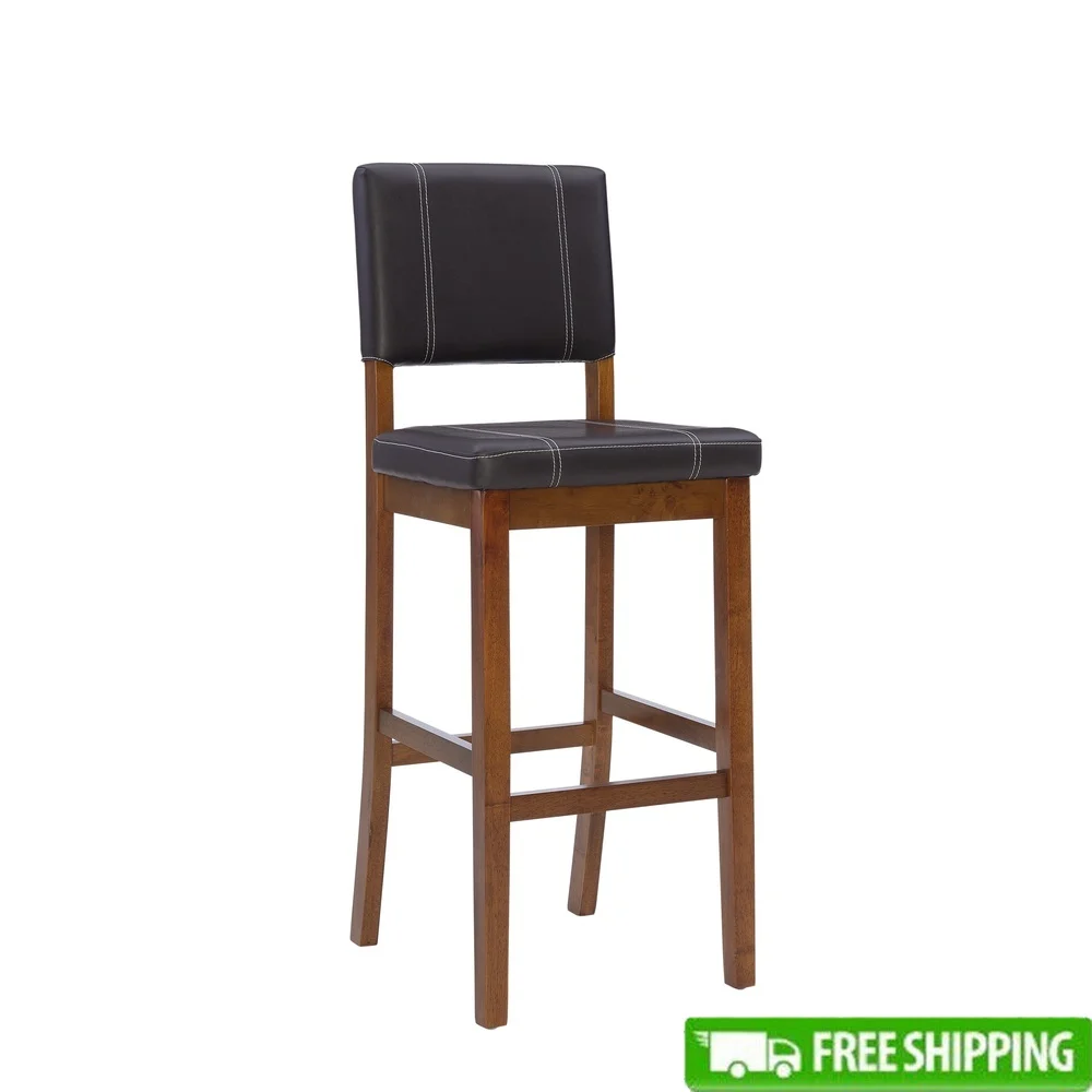 30 Inch Padded Bar Stool Solid Wood Frame Dark Walnut Faux Leather Upholstery Comfortable Backrest Foot Rails Easy Assembly
30 Inch Padded Bar Stool Solid Wood Frame Dark Walnut Faux Leather Upholstery Comfortable Backrest Foot Rails Easy Assembly