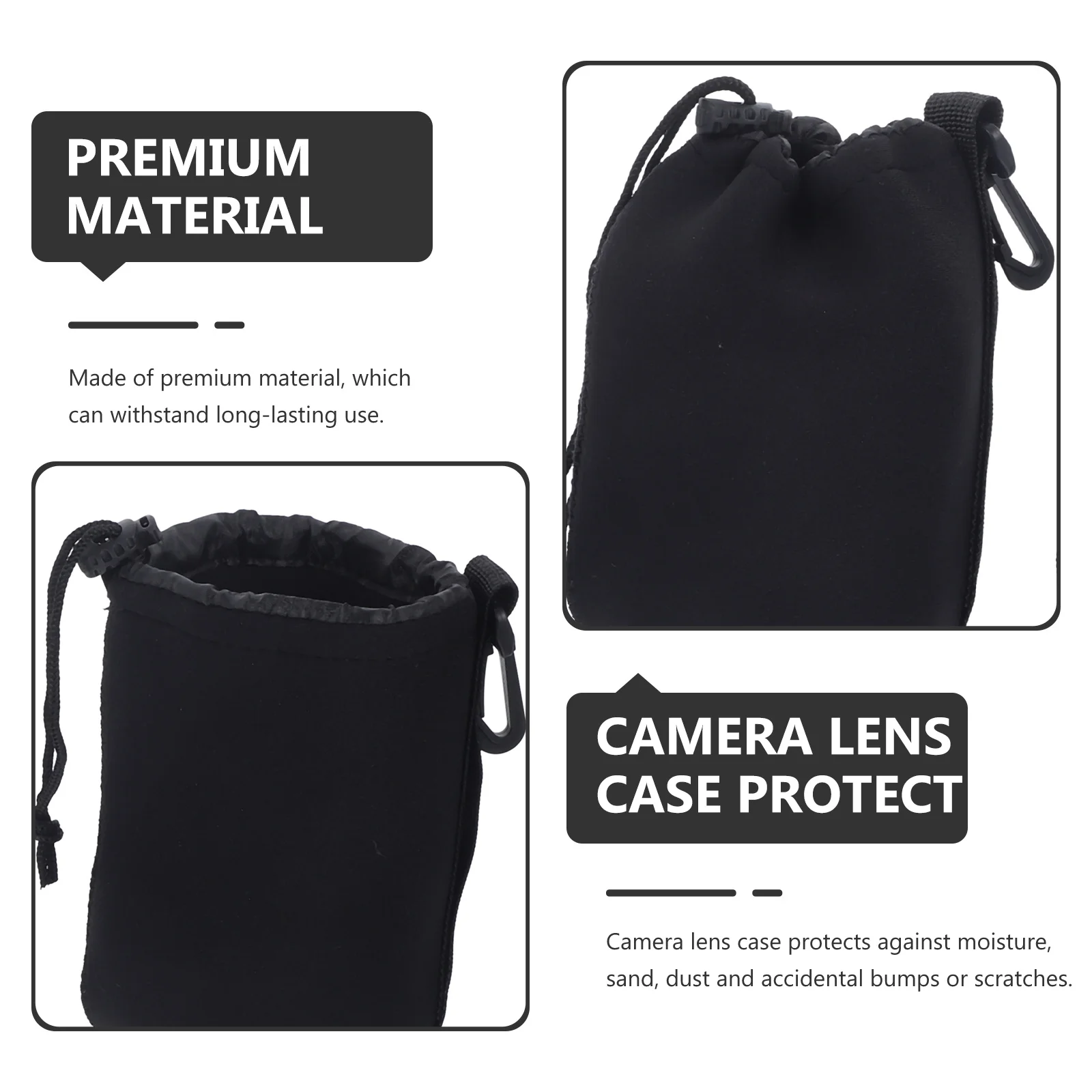 3Pcs Camera Lens Case Heavy Duty Neoprene Drawstring Pouch Dust Moisture Scratch Resistant for Outdoor Adventure Gear
3Pcs Camera Lens Case Heavy Duty Neoprene Drawstring Pouch Dust Moisture Scratch Resistant for Outdoor Adventure Gear