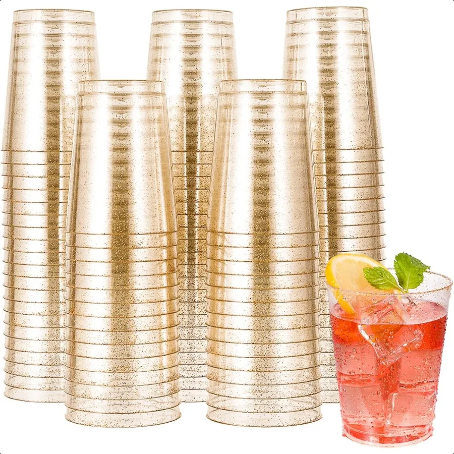 100 Pack 10 oz Gold Plastic Cups Gold Glitter Cups Clear Plastic Tumblers Perfect for Weddings Receptions Parties
100 Pack 10 oz Gold Plastic Cups Gold Glitter Cups Clear Plastic Tumblers Perfect for Weddings Receptions Parties