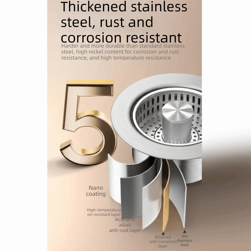 Rust-proof Kitchen Sink Drain Strainer Durable Bouncing Core Sink Stopper Stainless Steel Double Sealed
Rust-proof Kitchen Sink Drain Strainer Durable Bouncing Core Sink Stopper Stainless Steel Double Sealed