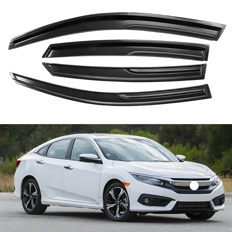 For Honda Civic 4-Door Sedan 2016-2020 Tinted Wind Deflectors 4pcs Set Window Visor Sun Rain Vent Guards with Drain Channels 1.5MM Thickness Boxed
For Honda Civic 4-Door Sedan 2016-2020 Tinted Wind Deflectors 4pcs Set Window Visor Sun Rain Vent Guards with Drain Channels 1.5MM Thickness Boxed