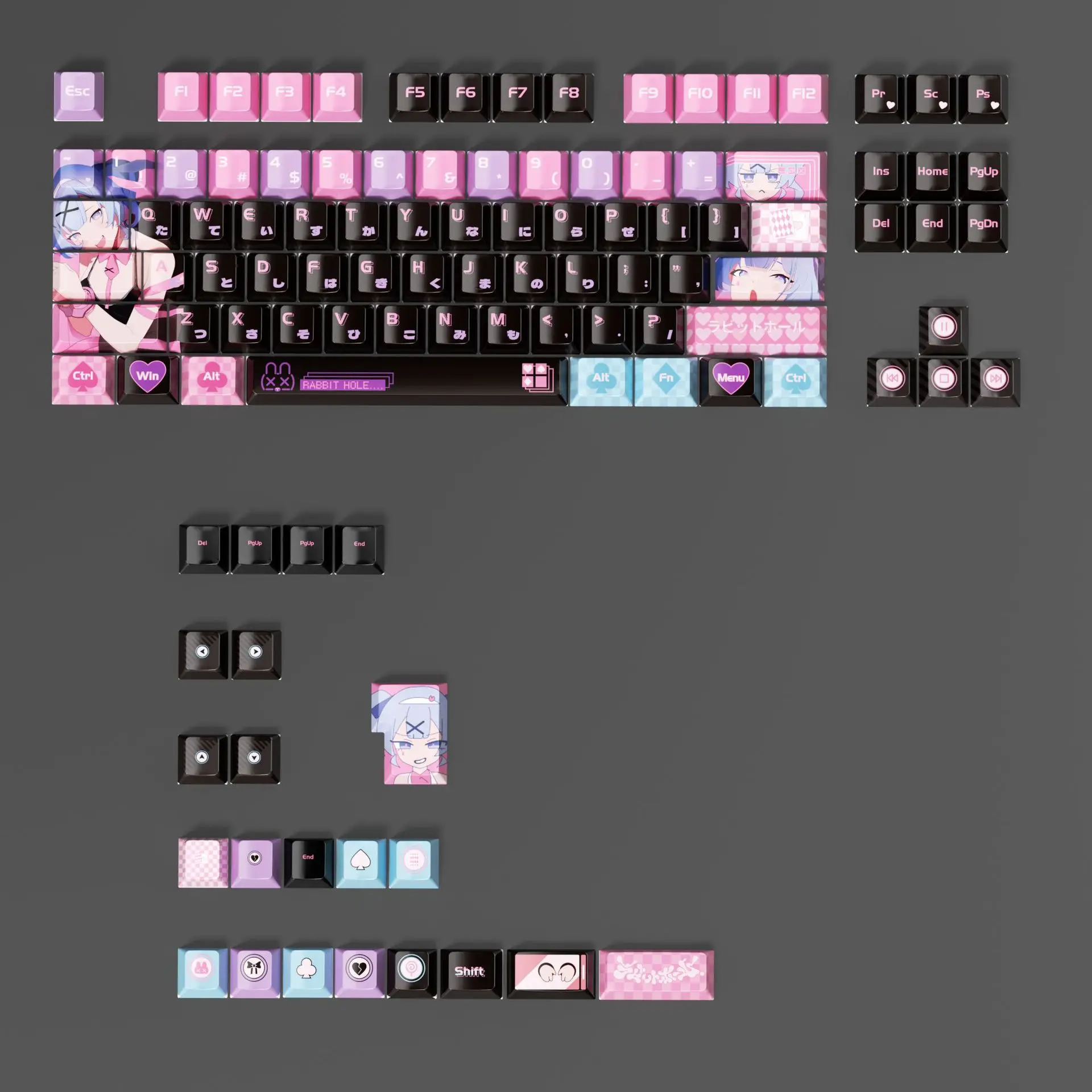 Sublimation 109 Key Rabbit Hole - Pink Customized Mechanical Keyboard Personalized Keycaps Combination Keycaps
