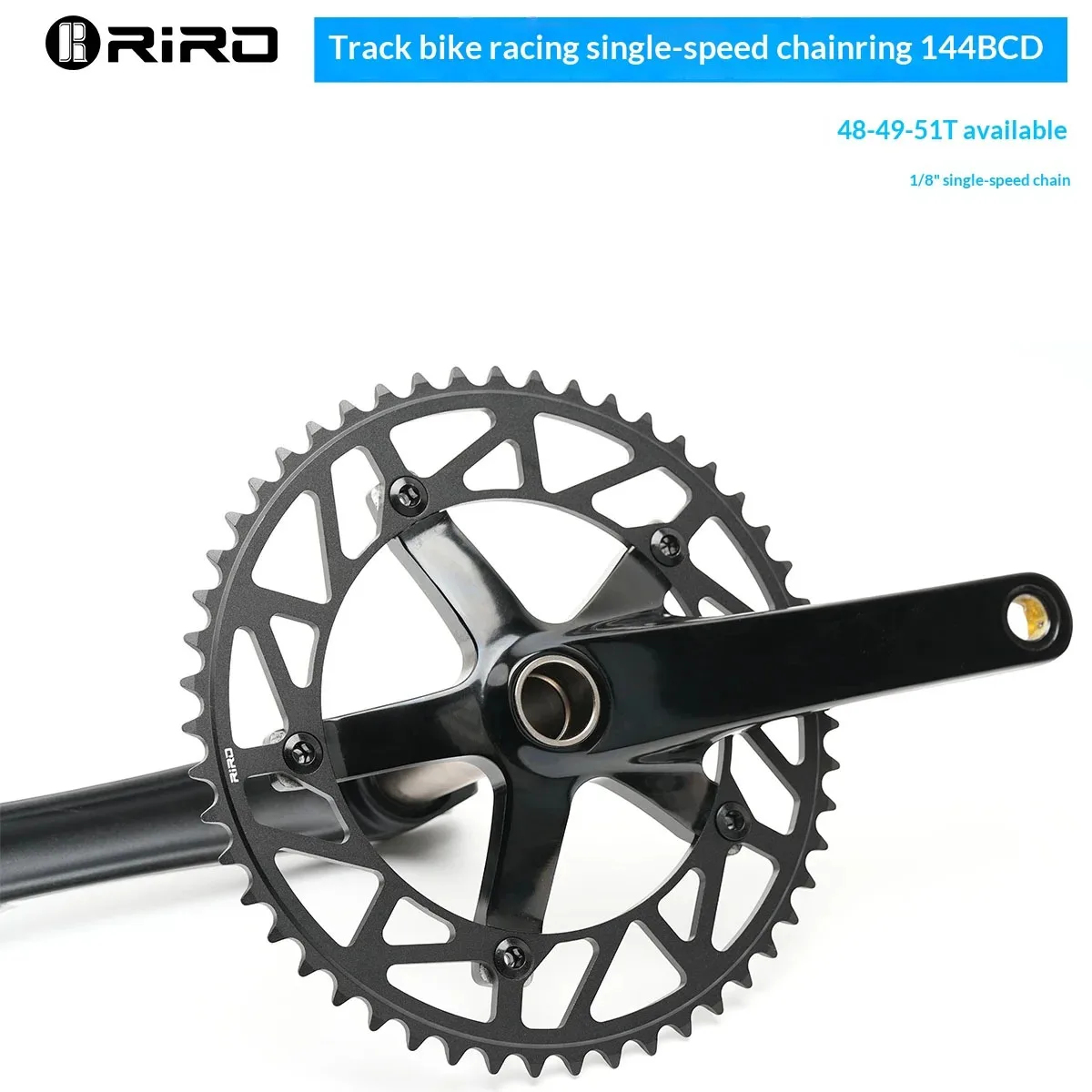 RIRO 144BCD Lightweight Cutout Design, Racing Chainring - 48T 49T 51T Options, 1/8 Single Speed Chain For Track/Fixed Gear Bike
RIRO 144BCD Lightweight Cutout Design, Racing Chainring - 48T 49T 51T Options, 1/8 Single Speed Chain For Track/Fixed Gear Bike