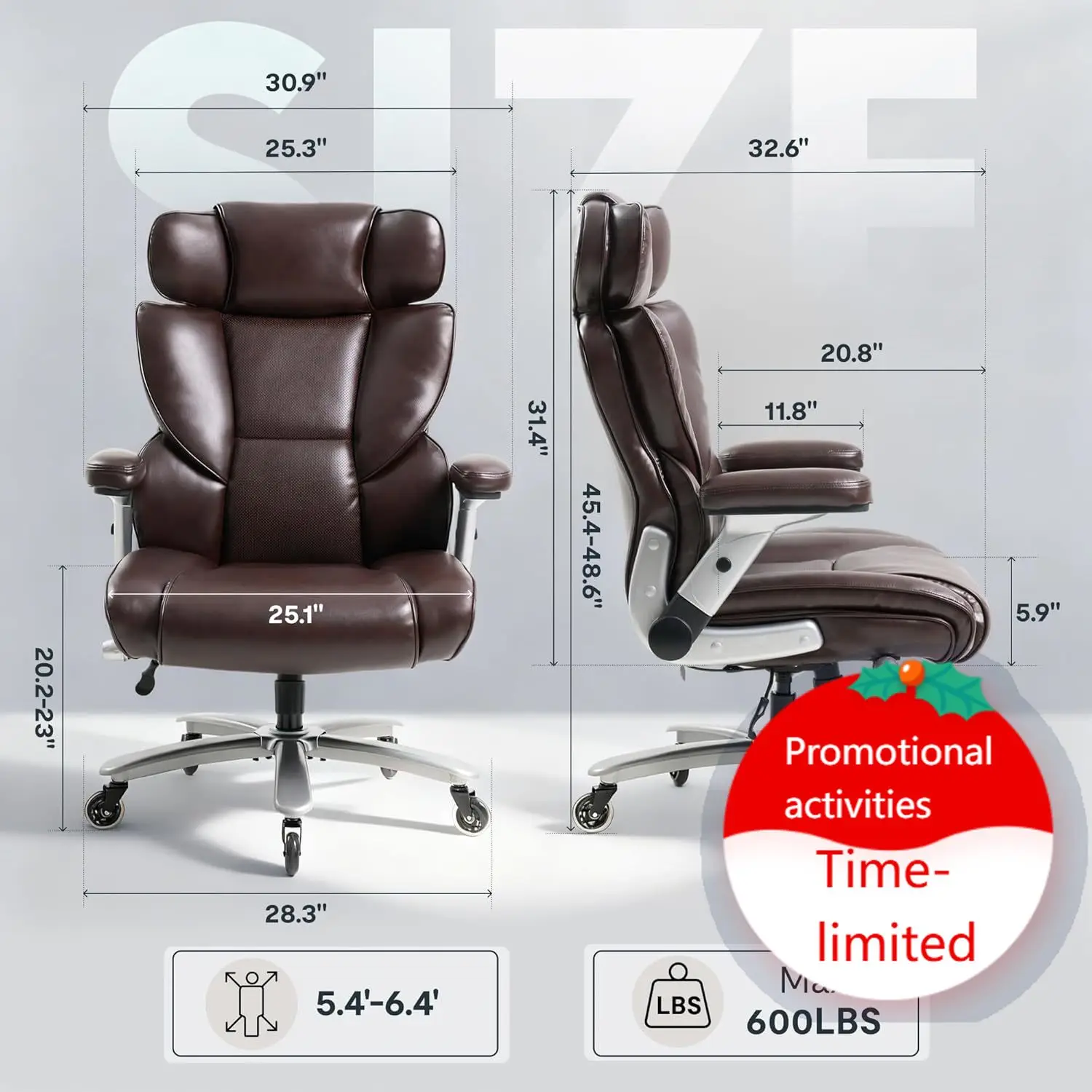 600lbs Big and Tall Office Chair for Heavy People, Heavy Duty Computer Desk Chair with Dynamic Lumbar Support 2D Armrest Blade W
600lbs Big and Tall Office Chair for Heavy People, Heavy Duty Computer Desk Chair with Dynamic Lumbar Support 2D Armrest Blade W