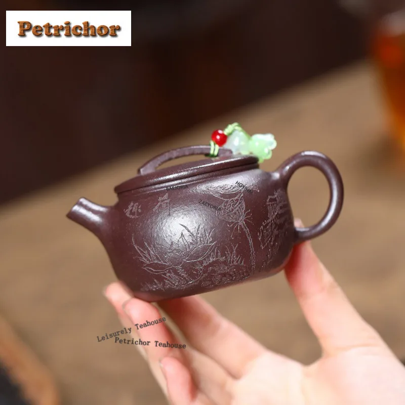 120ml High-end Yixing Purple Clay Teapots Handmade Large Caliber Pot Raw Ore Purple Jade Gold Sand Mud Kettle Zisha Tea Set
120ml High-end Yixing Purple Clay Teapots Handmade Large Caliber Pot Raw Ore Purple Jade Gold Sand Mud Kettle Zisha Tea Set