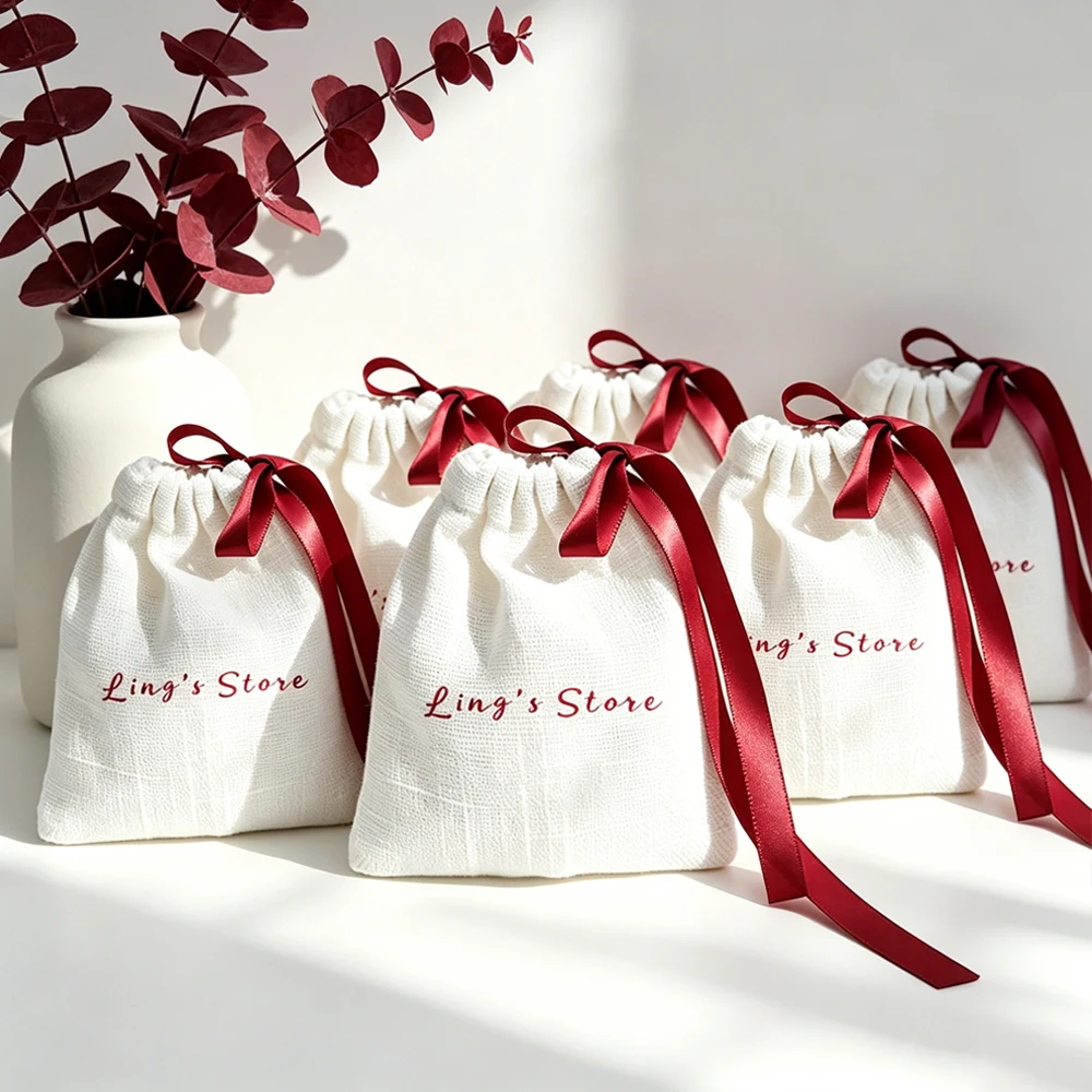 50pcs Custom Logo White Bamboo Cotton Jewelry Bag With one side Grosgrain Ribbon for Earring Perfume Pearl Keychain Aromatherapy
50pcs Custom Logo White Bamboo Cotton Jewelry Bag With one side Grosgrain Ribbon for Earring Perfume Pearl Keychain Aromatherapy