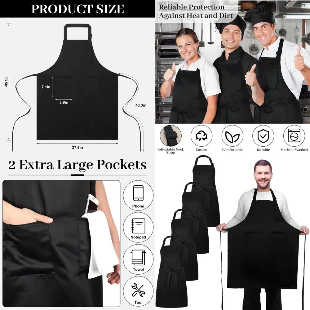 Plus Size Chef Apron Set - 4 Pcs Extra Large & Long, Adjustable, 2 Pockets, Black, Water & Oil Resistant for Cooking & BBQ
Plus Size Chef Apron Set - 4 Pcs Extra Large & Long, Adjustable, 2 Pockets, Black, Water & Oil Resistant for Cooking & BBQ