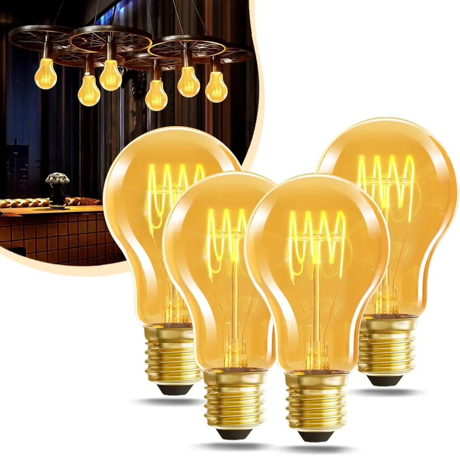 Vintage LED Edison Bulbs, 4W (40W Equivalent), 400 Lumens, 2300K Amber Warm, Dimmable, E26 Base, Pack of 4
Vintage LED Edison Bulbs, 4W (40W Equivalent), 400 Lumens, 2300K Amber Warm, Dimmable, E26 Base, Pack of 4