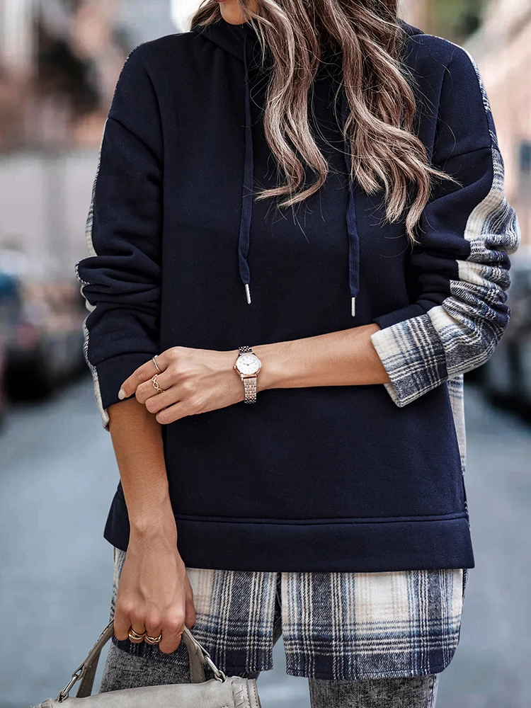 2022 Spring Autumn Hooded Sweatshirts Elegant Femme Patchwork Basic Pullover Tops Women Long Sleeve Streetwear Casual Hoodies
2022 Spring Autumn Hooded Sweatshirts Elegant Femme Patchwork Basic Pullover Tops Women Long Sleeve Streetwear Casual Hoodies